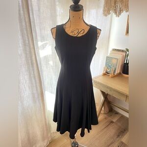 Gorgeous Calvin Klein black midi cocktail dress pleat evening party holiday